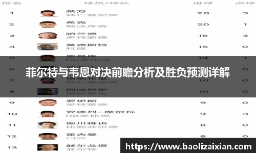 菲尔特与韦恩对决前瞻分析及胜负预测详解