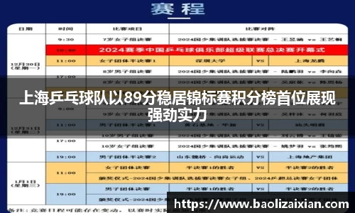 上海乒乓球队以89分稳居锦标赛积分榜首位展现强劲实力
